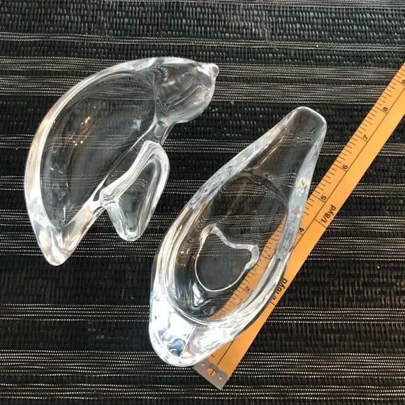 PAIR FRENCH Vintage Cristalleries de Vannes-le-Châtel Crystal Bird Trinket Bowls - Picture 5 of 8